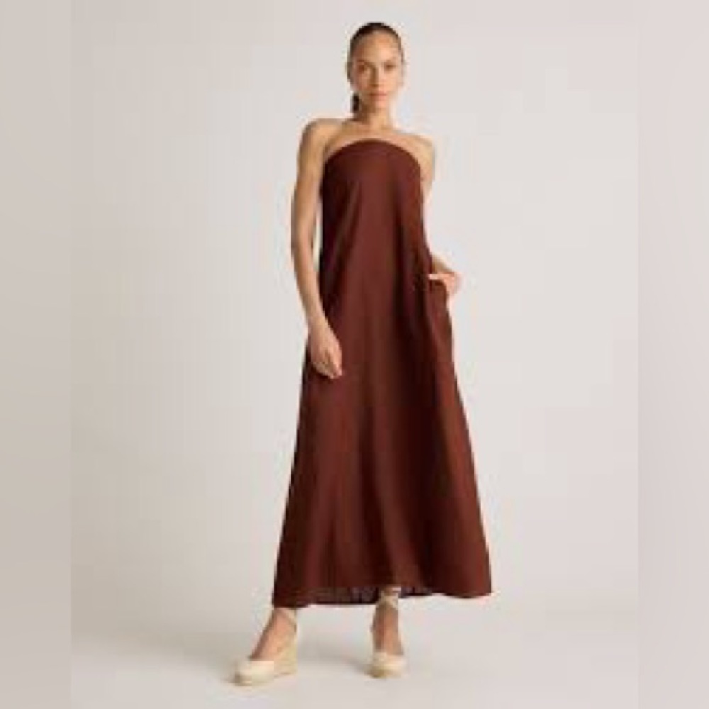 Quince Strapless Maxi Dress in Brown